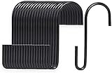 VIPITH 20 Pack 3.7 inch S Hooks Black Rustproof Heavy-Duty Stainless Steel S Shaped Hooks Hangers for Hanging Pans Pots Plants Bags Towels Mugs in Kitchen Bedroom Bathroom Office