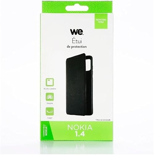 WE Etui Folio Classique Noir: avec fenêtre - Anti-Chocs - lé