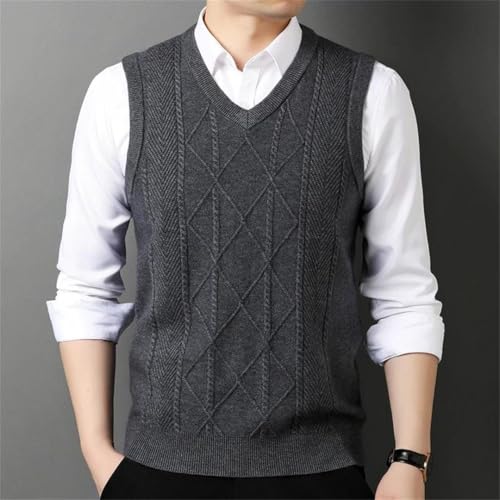 Men's Solid Vest Sleeveless V-Neck Collar Basic Sweater Pullover Korean Design Vest4