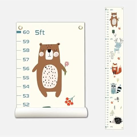 Kids Canvas Growth Chart, Height Chart, Growth Chart Banner, Animal Growth Chart Cover