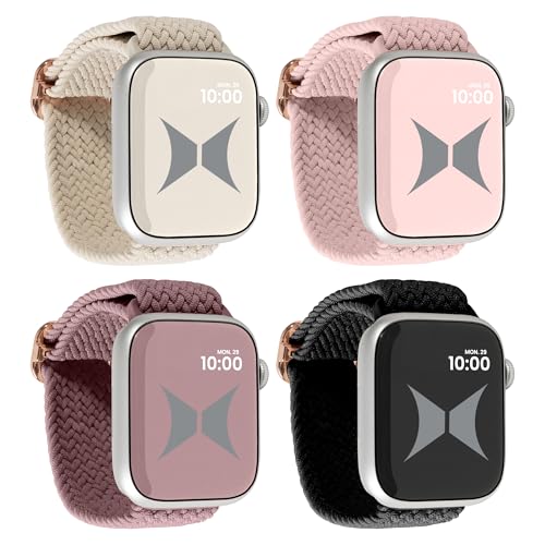 XTREME �X�}�[�g�E�H�b�`�o���h Apple Watch�Ή� �i�C�����ґg�e�����v�o���h 4�{�p�b�N iWatch�T�C�Y 38/40/41mm & 42mm Series 10�ɑΉ� �ʋC�� ���߉\ �j�����p