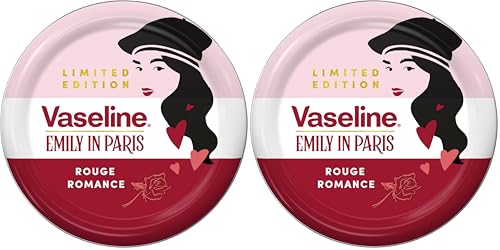 Vaseline Rouge Romance Lip Balm Tin Limited Edition x Emily in Paris For moisturisation and a deep red Parisian tint 20 g (Pack of 2)
