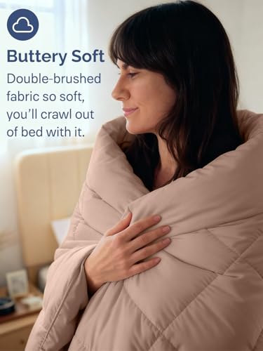 Image of Queen Size, Mauve Alternative Down Comforter - Warm, Lightweight & Breathable Hotel Quality Bedding Set for Men, Women, Kids & Teens - All Season Oversized Cooling Microfiber Duvet Insert Comforter