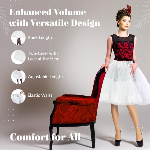 Malco Modes Zooey Luxury Chiffon Adult Petticoat Slip Adjustable3