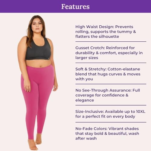 Image of Adira | Plus Size Leggings for Women | Plus Size Leggings for Women | High Waist | Ankle Length | Soft Cotton & Elastane Blend | Non-See-Through | Gusset Crotch Prevents Ripping
