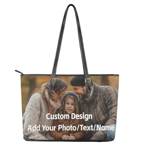 Image of Coldinair Christmas Leather Tote Bag for Women with Zipper Large Shoulder Tote Bag Shopping Casual Travel Bag Handbag Purse