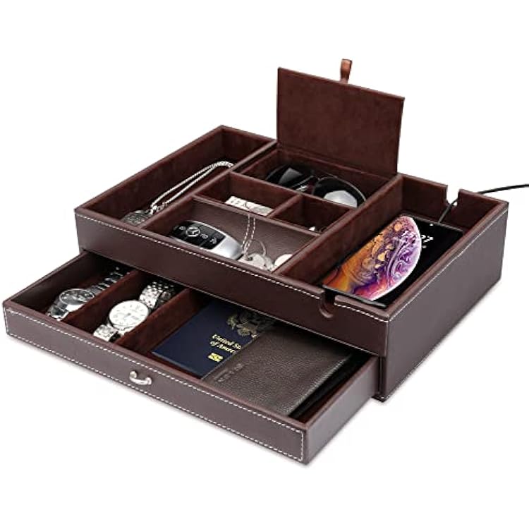Baoyun Valet Tray for Men, 2 Layers Nightstand Liberia | Ubuy