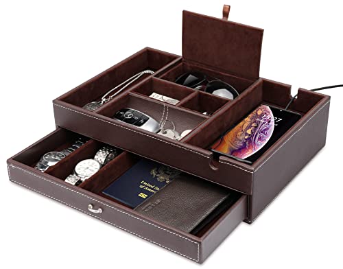 Baoyun Valet Tray for Men, 2 Layers Nightstand...