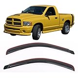 IKON MOTORSPORTS in Channel Window Visors Compatible with 2002-2008 Dodge Ram 1500 & 2003-2009 Ram 2500 3500 Standard Cab, Acrylic Smoke/Tinted Rain Guards, Side Window Wind Deflectors 2PCS