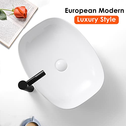 Davivy 20'' X 15.5'' Oval Vessel Sink With Pop Up Drain,Bathroom Sinks Above Counter,Bathroom Vessel Sinks,White Vessel Sink,Oval Bathroom Sink,Ceramic Vessel Sink,Bowl Sinks For Bathrooms #TOP4