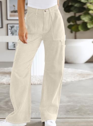 Dokotoo Cargo Long Pants Women 2024 Wide Leg High Waisted with Pockets Casual Pants4