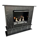 Piedras decorativas chimenea bioetanol 35 Kaminbau Mierzwa Chimenea de gel de etanol Toscana antracita/negro jaspeado, incluye 8 piezas