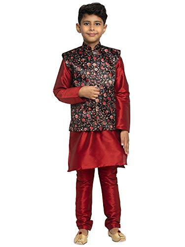 Image of KRAFT INDIA Boys Satin Printed Nehru Jacket Only