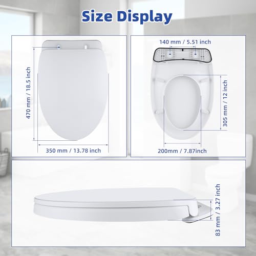 Image of SS124 Toilet Seat Replacement Compatible with TOTO, Cotton White | Elongated Soft Close Toilet Seat for SS124, Transitional Slow-close & Heavy Duty, with Universal Toilet Bolts and Nuts,
