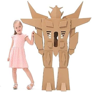 Cardboard PlayHouses Robot Model Handmade DIY Indoor Outdoor Doodle Coloring Playhouse Puzzle Toys Girls Birthday Party Gift for Kids Size 115x20x128cm