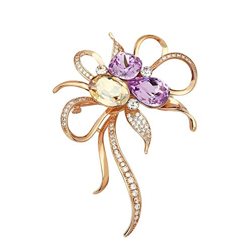 Image of Flower Brooch for Women Rhinestone Flower Brooch Pins Floral Brooches Jewelry Gift for Mom Wife