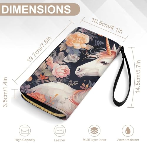 Women Wallets Flower And Horse Leather Wallet for Women Thin Wallet with Zipper Pocket Card Holder2