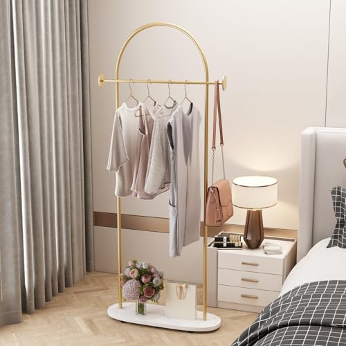 KADIGANG Gold Clothing Rack, Modern Clothes Rack with Shelf, Heavy Duty Freestanding Coat Rack, Metal Coat Hanger Stand with Hooks for Boutique Office by KADIGANG - Used condition - Image 2