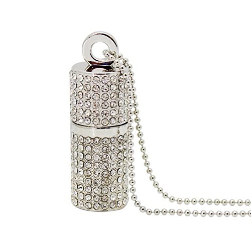 Ciway Luxe de bijoux en forme de rouge à lèvres USB Flash Drive USB 2.0 pouce Pen Drive avec collier 64 Go argenté