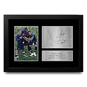 HWC Trading FR A4 Paul Pogba, Kylian Mbappe & Antoine Griezmann Frankrijk Geschenken Gedrukt Gesigneerd Autograph Foto…
