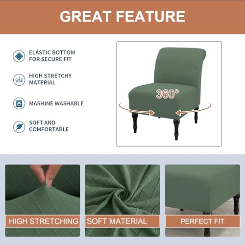 Image of Eco-Ancheng Armless Chair Slipcover Removable Armless Accent Chairs Covers Washable Armless Slipper Chair Slipcover Printed Armless Chair Furniture Protector Covers for Living Dining Room Hotel