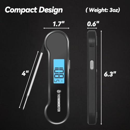0.5 Sec Instant Read Meat Thermometer Digital with ±0.5℉ Precision, Food Thermometer for Cooking Kitchen Gadgets, Oven Grill Candy BBQ Essentials Accessories, Gifts for Him Dad Men Birthday, Black #2