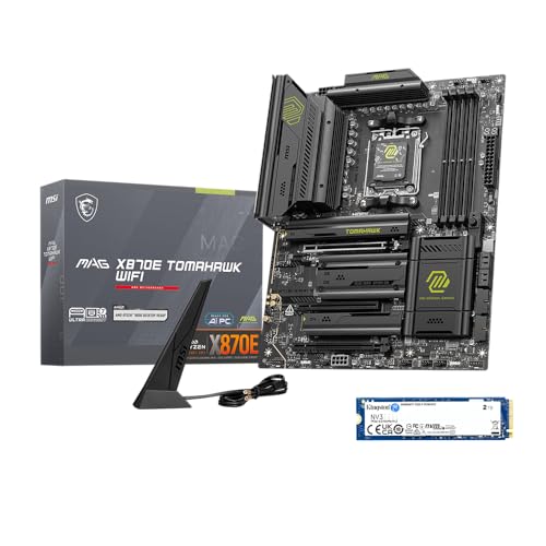 Image of MSI MAG X870E Tomahawk WiFi Motherboard,ATX-Supports AMD Ryzen 9000 /8000 /7000 Processors,AM5,DDR5 Memory Boost 8400+ MT /s (OC),PCIe 5.0 x16,M.2 Gen5,Wi-Fi 7,5G LAN+Kingston NV3 2TB NVMe SSD Bundle