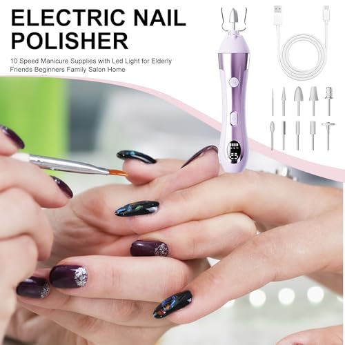 Lime à ongles électrique pour manucure rapide à la maison avec LED et 10 vitesses - 2