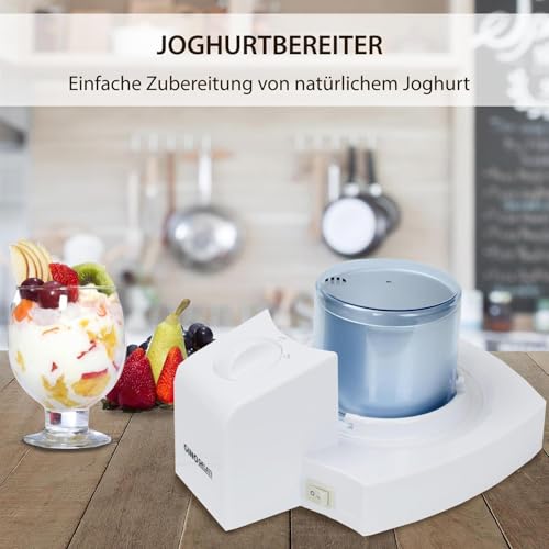 Gino Gelati Eismaschine Potium Speiseeismaschine Eiscreme Maschine Eisbereiter, 70 Watt, Weiß/Blau, Kompaktes Design, leichte Reinigung, für Zuhause – Bild 4