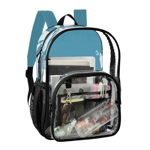 Travel Clear Bags for Women Saxe Blue Kids Backpack Boys Girls Plastic See through Bookbag2