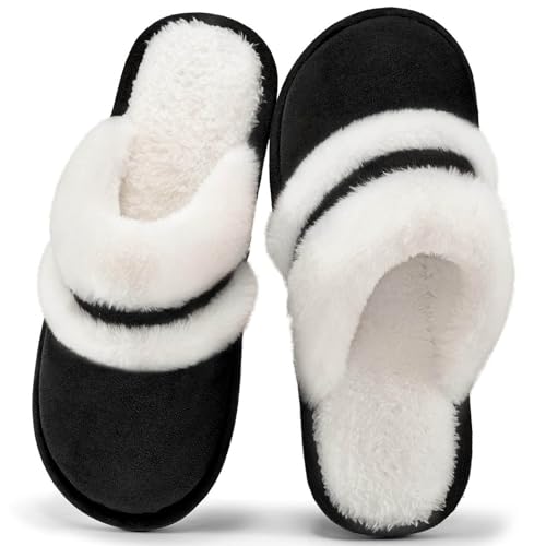 Slippers For Women Fuzzy House Shoe With Memory Foam Fluffy Comfort Warm Winter Non-Slip Slipper For Indoor Outdoor