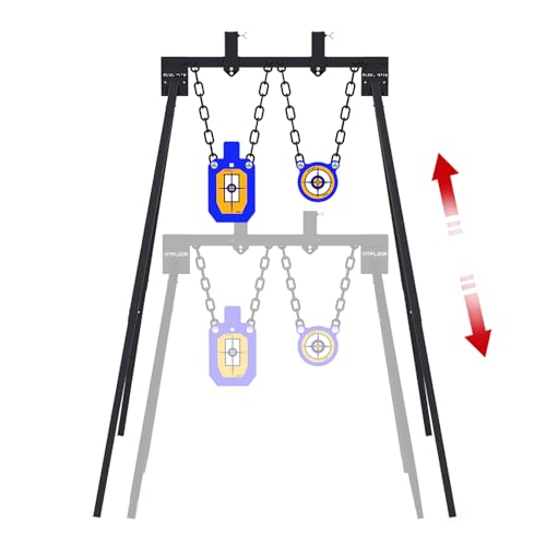 ATFLBOX AR500 Steel Target for Shooting Stand System Set, 63 Inch Adjustable Height, 3/8 Inch Thick Silhouette and Gong Targets, 10pcs Paper Targets and Target Holder Expansion Kit