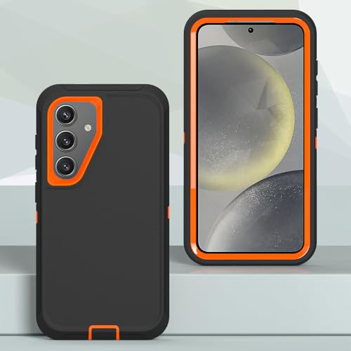 Image of Case for Galaxy S24 Plus, Heavy-Duty Tough Rugged Shockproof Drop Protective Cover Cases for Samsung Galaxy S24 Plus, Black+Orange