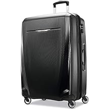 Samsonite Winfield 3 DLX Hardside Expandable Luggage with Spinners, Black, Checked-Large 28-Inch