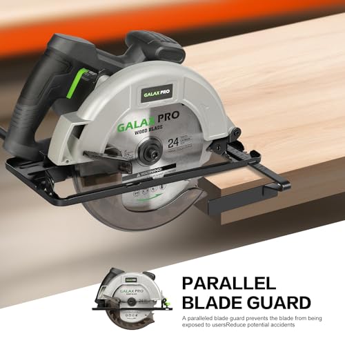 GALAX PRO 11 Amp Power Circular Saw, 6000RPM Corded Circular Saw with Adjustable Cutting Depth 2-1/2" (90°) to 1-7/8" (45°), 7-1/4 Inch Carpentry Saw Blade, Ideal for Wood, Plastic Cuts