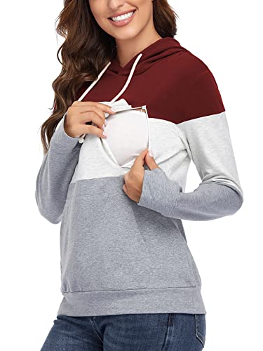 Image of Liu & Qu Nursing Hoodies Sweatshirt for Women Breastfeeding Tops Long Sleeves Casual Clothes with Pockets