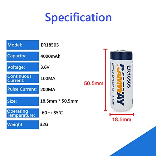 2 Pack de Baterías de Litio ER18505 3.6V 4000mAh miniatura 2