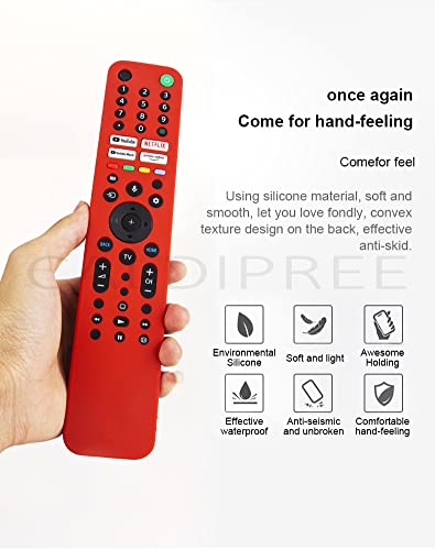 Caldipree Silicone Cover Case Pouch Compatible with Sony RMF-TX520P Smart TV Voice Remote with Loop [Remote Not Included] (Black)