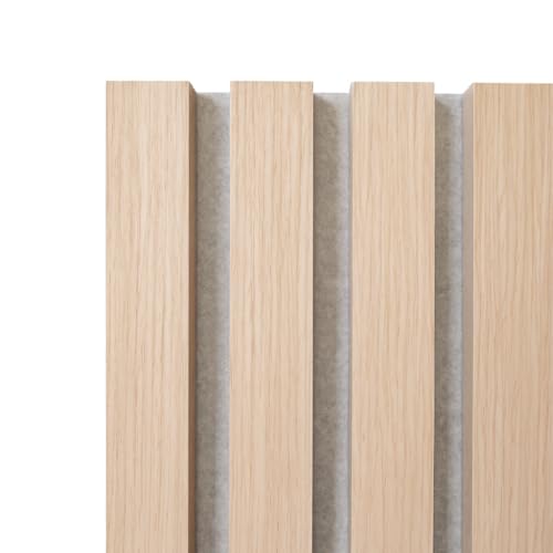 Masquepack – Panel Acústico Decorativo de Madera Roble Natural MDF 240x60 cm - Paneles Decorativos para Pared, Absorción de Sonido y Diseño Moderno (240x60 cm - Gris, 1)