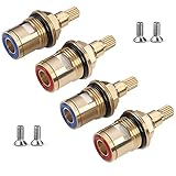 4 PCS Wasserhahn Ventil Kartusche Edelstahl Wasserhahn Ventil Innensteuerarmaturventil Keramikpatrone,Messing Ventiloberteil Wasserhahn Ersatzteile für Bad Küche (2 Paar Heiß und Kalt)