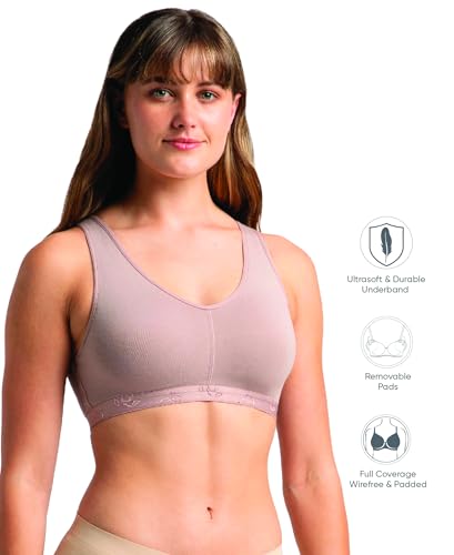 Image of Jockey ES04 Women's Wirefree Padded Super Combed Cotton Elastane Stretch Full Coverage Sleep Bra with Removable Pads and Ultrasoft Underband