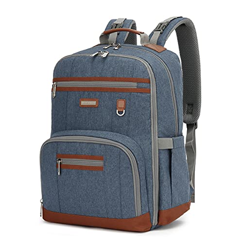 BILLITON MASHI Baby Diaper Bag Backpack (2-Tone Design, Insulated/Waterproof Travel Baby Bag for Boy Girl), Large Capacity (Deep Blue)