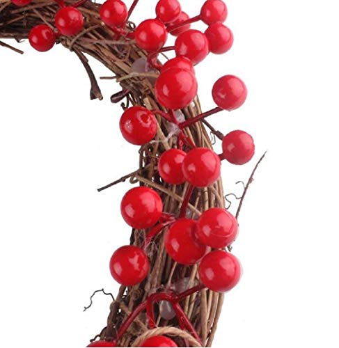 EBTOYS Christmas Wreath, 16-Inch Simulation Berry Decorative Wreath Red Fruit Garland for Christmas Hotel Mall Hanging Decoration
