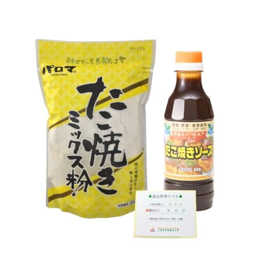 パロマ たこ焼き粉＆ソース セット たこ焼き粉500g×1袋 ソース350g×1本 食品管理ラベル付きのサムネイル