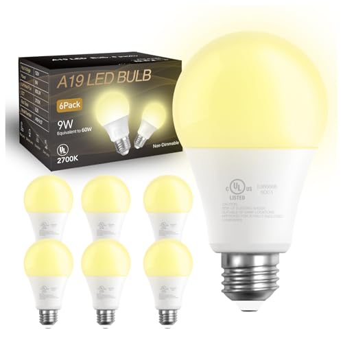 DAYBETTER 6 Pack A19 LED Light Bulbs, 60 Watt Equivalent LED Bulbs, Long Lifespan High Brightness 800LM Warm White 2700K, E26 Standard Base Light Bulbs for Home Bedroom Office, Non-Dimmable