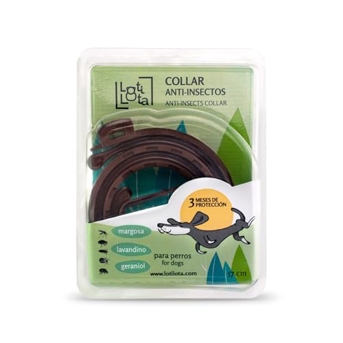 LOTI LOTA Collar para Perros Antiparasitario - Contiene Margosa - Lavandino - Geranieol - 57 cm Ajustable - Proteccion Todo Tipo de Insectos (Pack 2 Unidades)