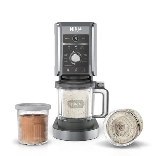 Ninja CREAMi Deluxe 11-In-1 Ice Cream Maker & Frozen Dessert Maker with 3 Tubs Makes Ice Cream Gelato Sorbet Frozen Yoghurt Milkshakes Slushi & More 2-in-1 Flavour Option Silver NC501
