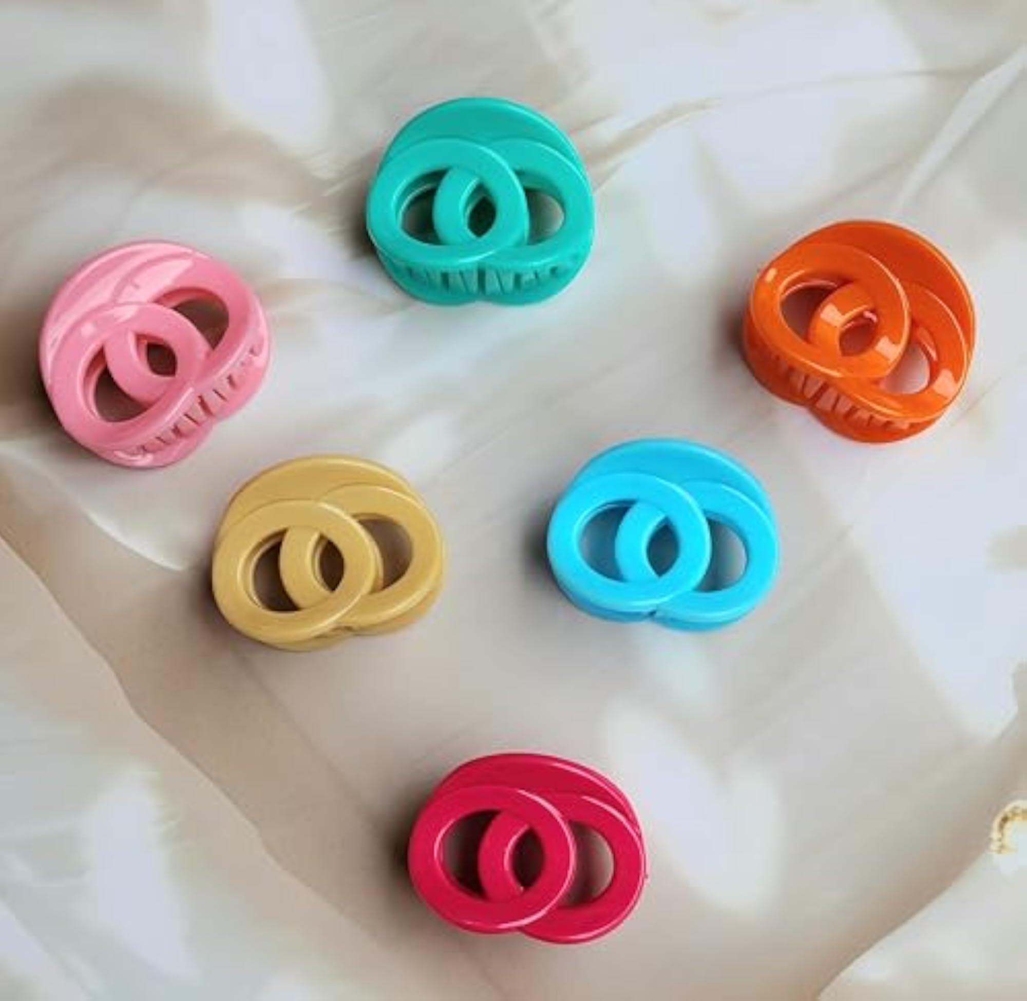 Glossy Geometric Claw Clips for Thick Hair, Medium Size