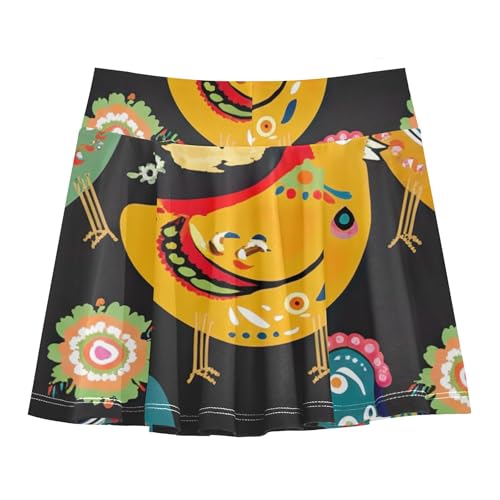 Girls' Shorts Athletic Skorts Kids Tennis Skirts Dance Cheer Skirt Colorful Hens Chicks Floral Black 3t2