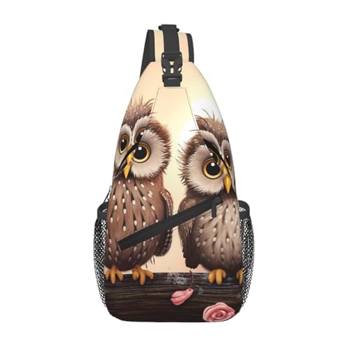 Cute Owls bolso cruzado para pecho negro para hombre y mujer